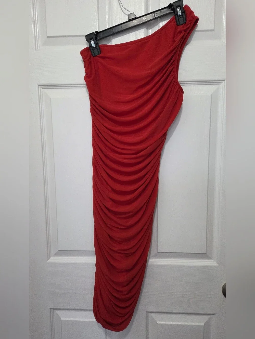 PRETTYGARDEN Rust One Shoulder Ruched Bodycon Dress Cocktail Wedding Guest Sz S - Picture 6 of 10